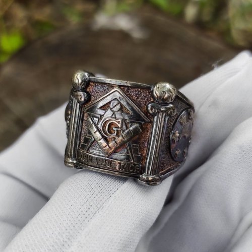 Vintage Master Mason Ring - Audi Vide Tace Ring, Grand Lodge